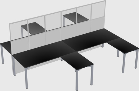 Shared l-shape cubicle