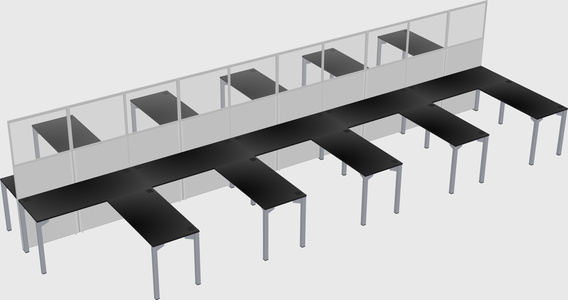Shared l-shape cubicle