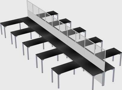 Shared l-shape cubicle