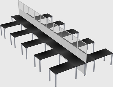 Shared l-shape cubicle