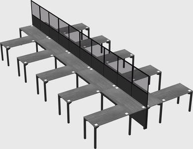 Shared l-shape cubicle