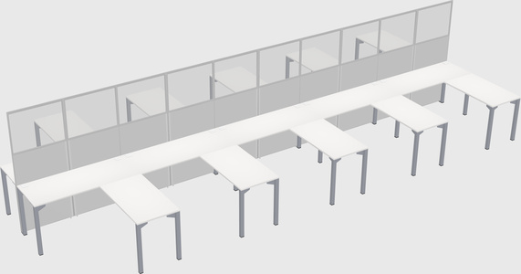 Shared l-shape cubicle