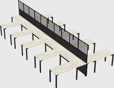 Shared l-shape cubicle