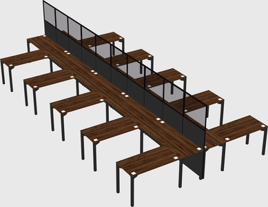 Shared l-shape cubicle
