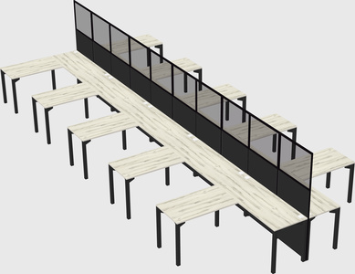 Shared l-shape cubicle