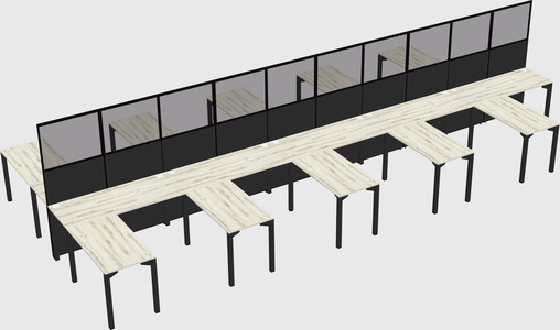 Shared l-shape cubicle