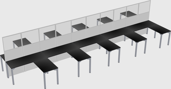 Shared l-shape cubicle