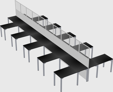Shared l-shape cubicle