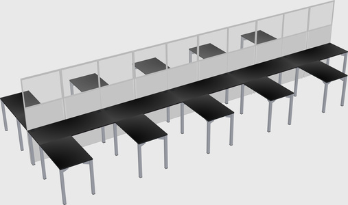 Shared l-shape cubicle