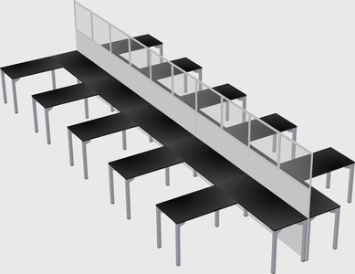 Shared l-shape cubicle