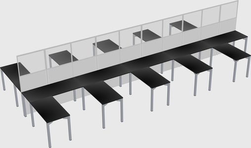 Shared l-shape cubicle