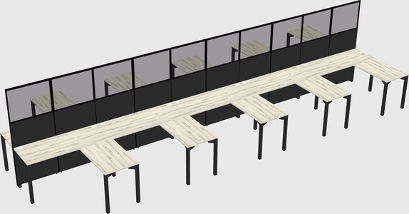 Shared l-shape cubicle
