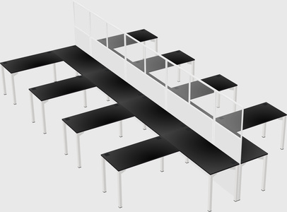 Shared l-shape cubicle