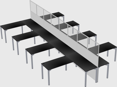 Shared l-shape cubicle