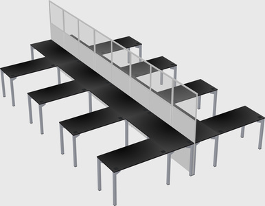 Shared l-shape cubicle