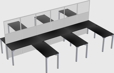 Shared l-shape cubicle