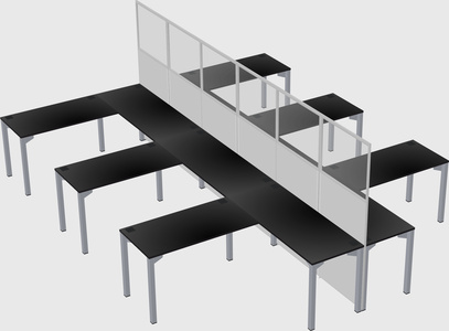 Shared l-shape cubicle
