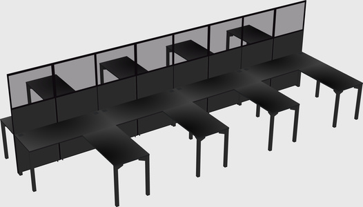 Shared l-shape cubicle
