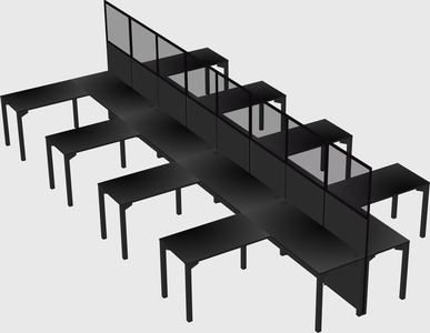 Shared l-shape cubicle