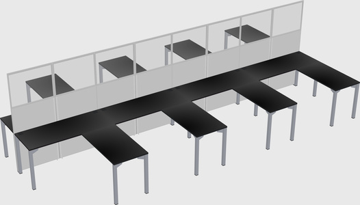 Shared l-shape cubicle