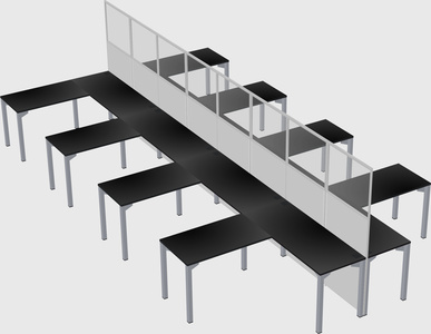 Shared l-shape cubicle
