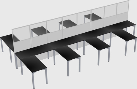 Shared l-shape cubicle