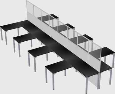 Shared l-shape cubicle