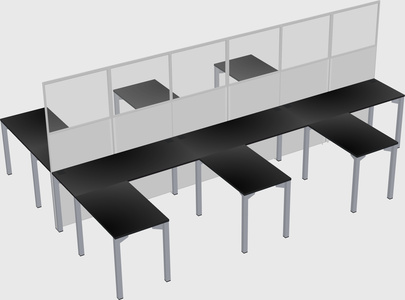 Shared l-shape cubicle