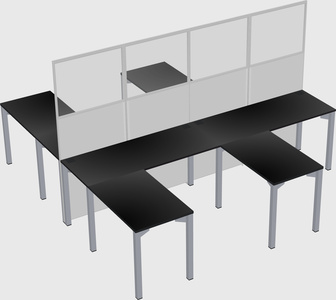Shared l-shape cubicle