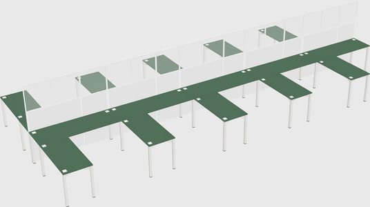 Shared l-shape cubicle