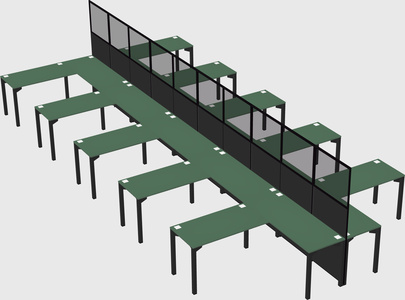 Shared l-shape cubicle