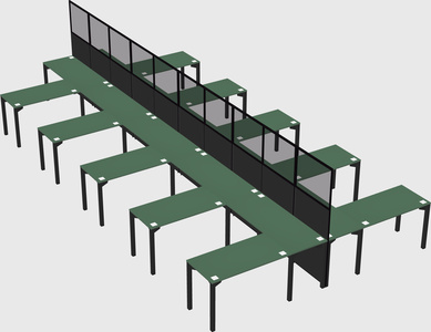 Shared l-shape cubicle