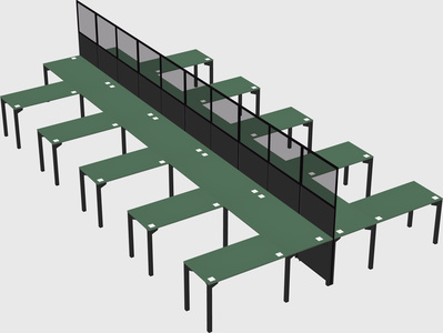 Shared l-shape cubicle