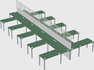 Shared l-shape cubicle