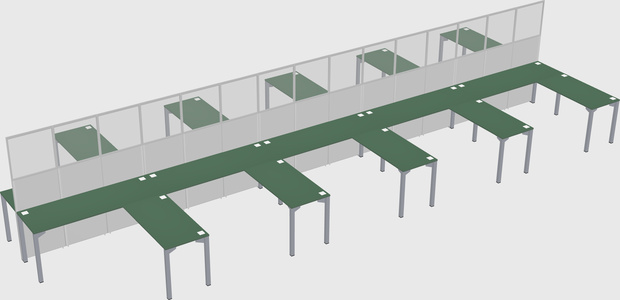 Shared l-shape cubicle