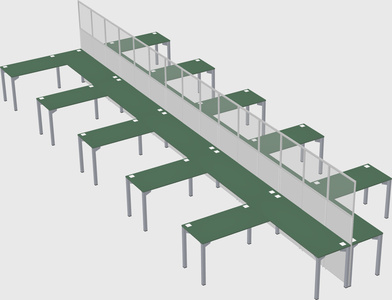 Shared l-shape cubicle