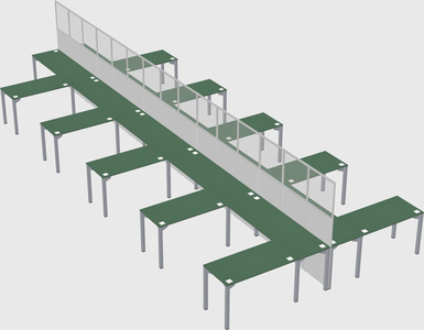 Shared l-shape cubicle