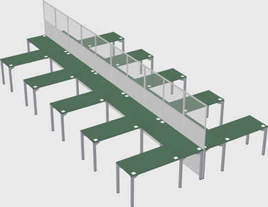 Shared l-shape cubicle