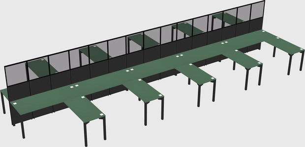 Shared l-shape cubicle