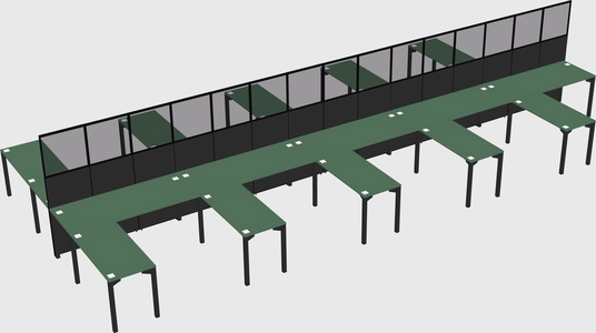 Shared l-shape cubicle