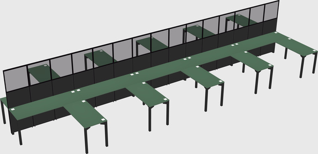 Shared l-shape cubicle
