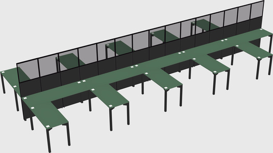 Shared l-shape cubicle