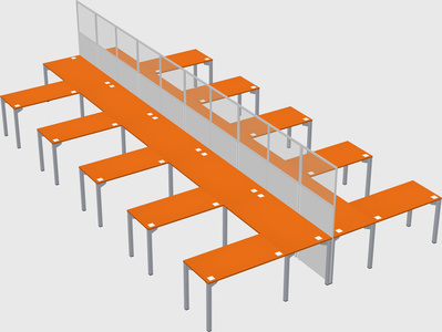 Shared l-shape cubicle