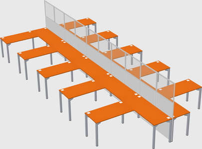 Shared l-shape cubicle