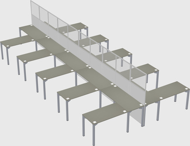 Shared l-shape cubicle