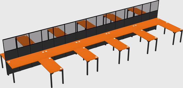 Shared l-shape cubicle