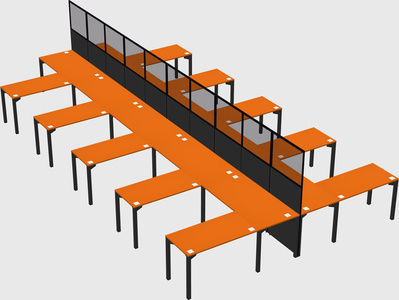 Shared l-shape cubicle