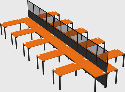 Shared l-shape cubicle