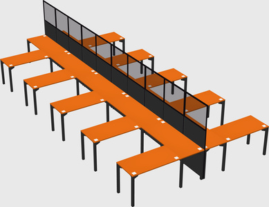 Shared l-shape cubicle