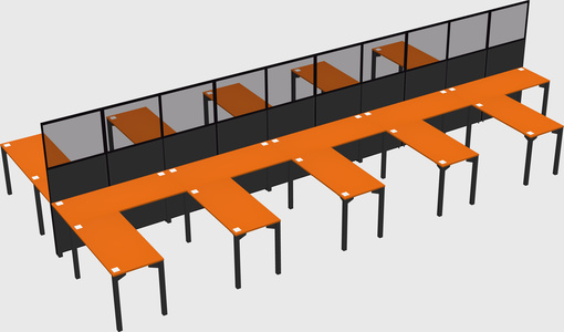 Shared l-shape cubicle